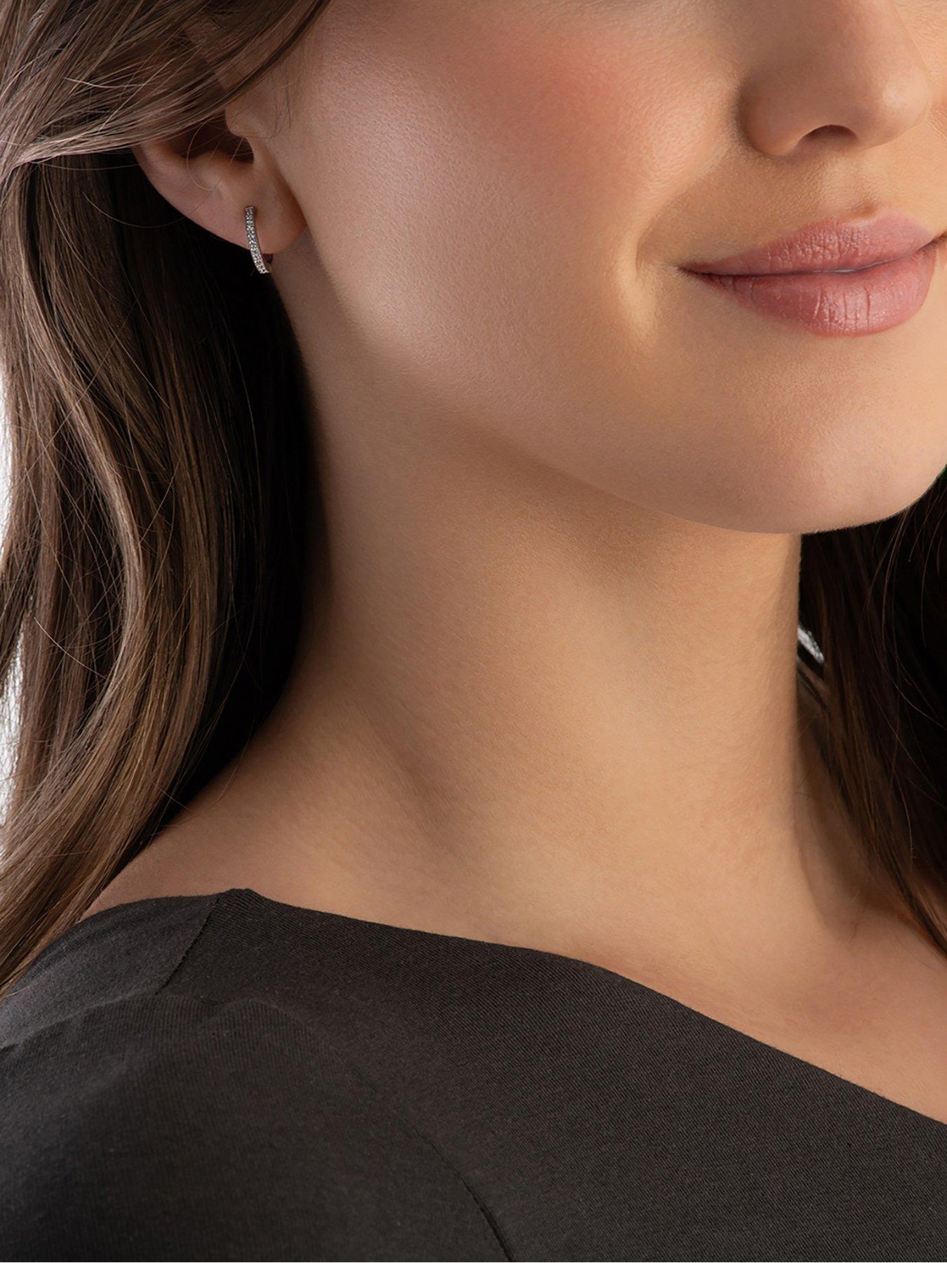 Beaverbrooks Silver Cubic Zirconia Hoop Earrings