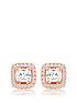  image of beaverbrooks-silver-rose-gold-plated-cubic-zirconia-halo-stud-earrings