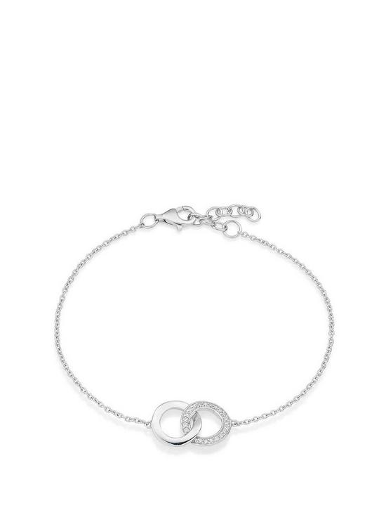 front image of beaverbrooks-silver-cubic-zirconia-double-circle-bracelet