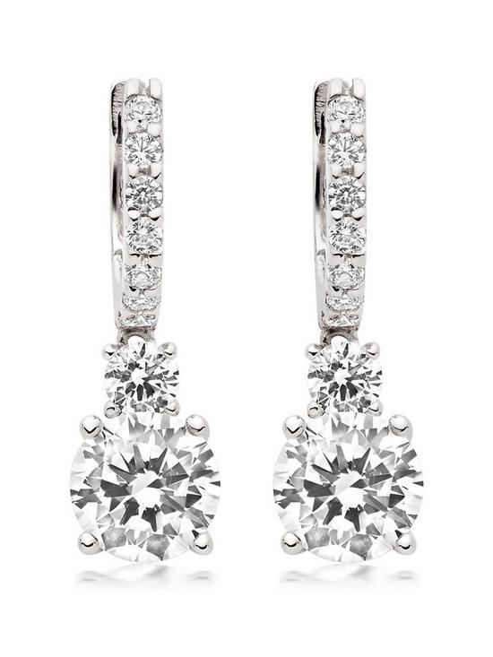 front image of beaverbrooks-silver-cubic-zirconia-drop-earrings