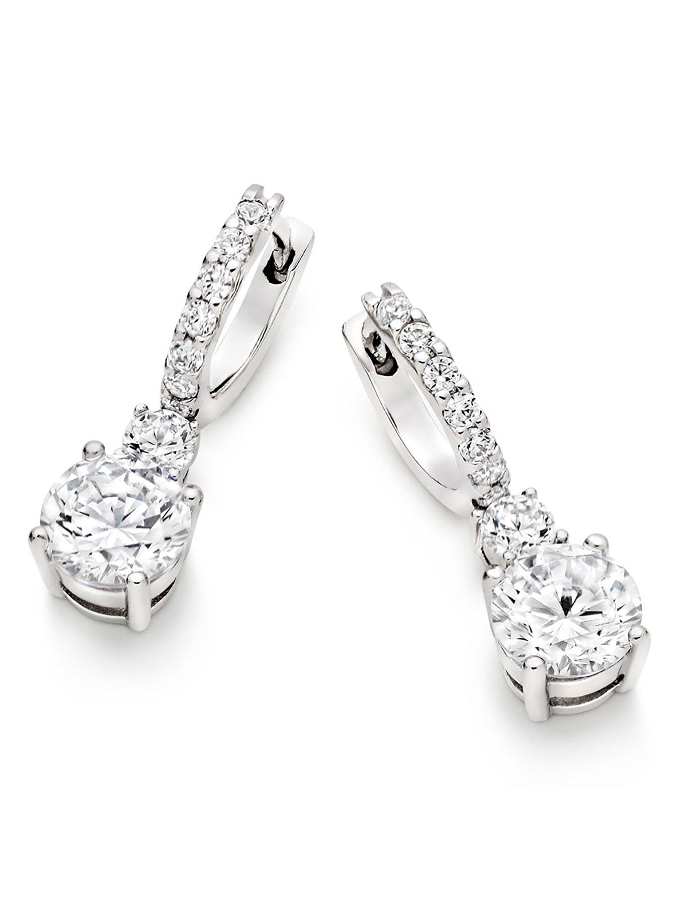 Image 2 of 4 of Beaverbrooks Silver Cubic Zirconia Drop Earrings