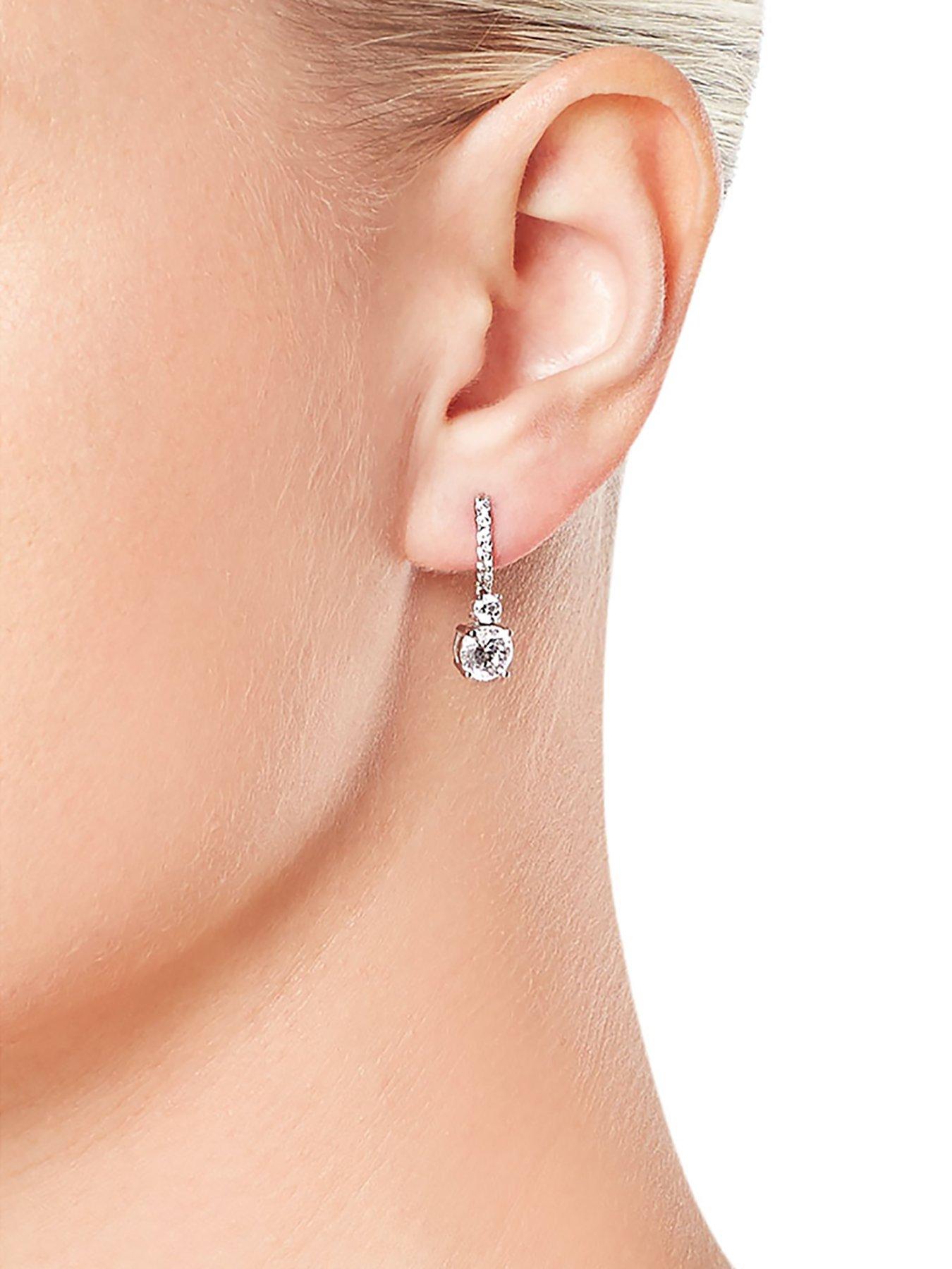 Image 3 of 4 of Beaverbrooks Silver Cubic Zirconia Drop Earrings