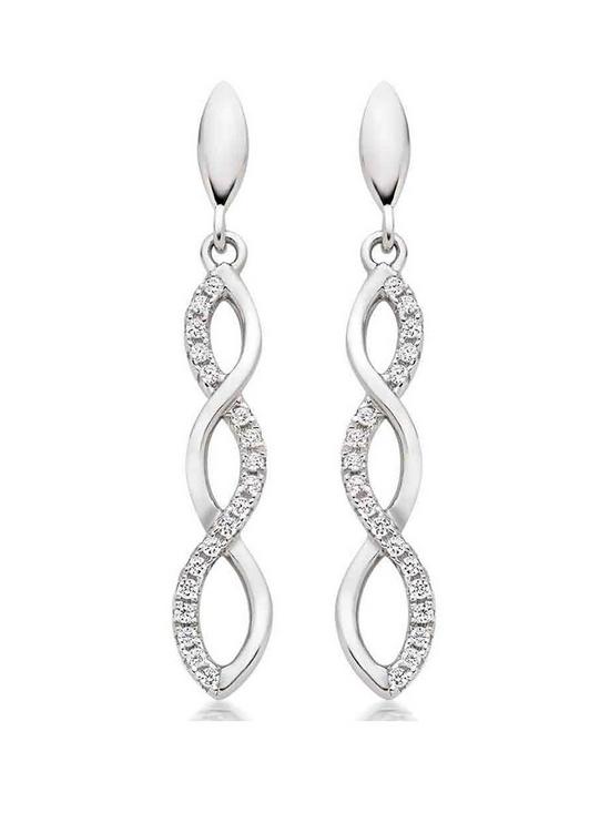 front image of beaverbrooks-silver-cubic-zirconia-infinity-drop-earrings