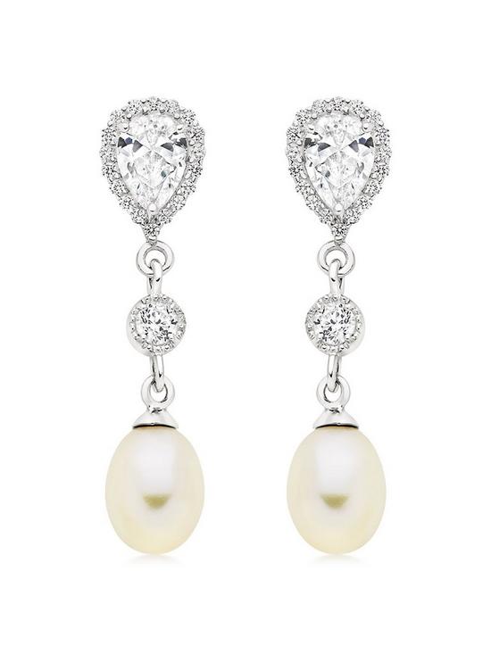 stillFront image of beaverbrooks-silver-freshwater-cultured-pearl-cubic-zirconia-drop-earrings