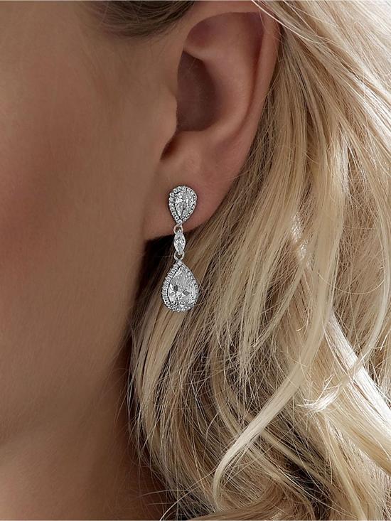 stillFront image of beaverbrooks-silver-cubic-zirconia-halo-drop-earrings