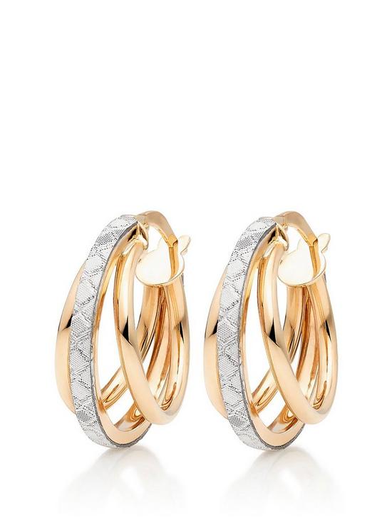 front image of beaverbrooks-gold-glitter-hoop-earrings