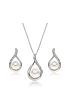  image of beaverbrooks-9ct-white-gold-diamond-freshwater-cultured-pearl-pendant-and-earrings-set
