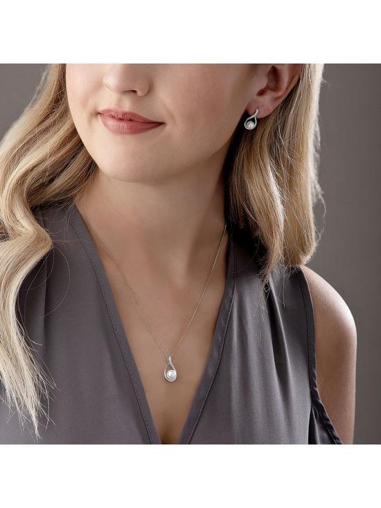 back image of beaverbrooks-9ct-white-gold-diamond-freshwater-cultured-pearl-pendant-and-earrings-set