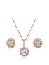  image of beaverbrooks-silver-rose-gold-plated-cubic-zirconia-pendant-and-stud-earring-set