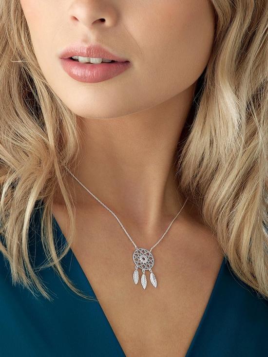 stillFront image of beaverbrooks-silver-cubic-zirconia-dreamcatcher-necklace
