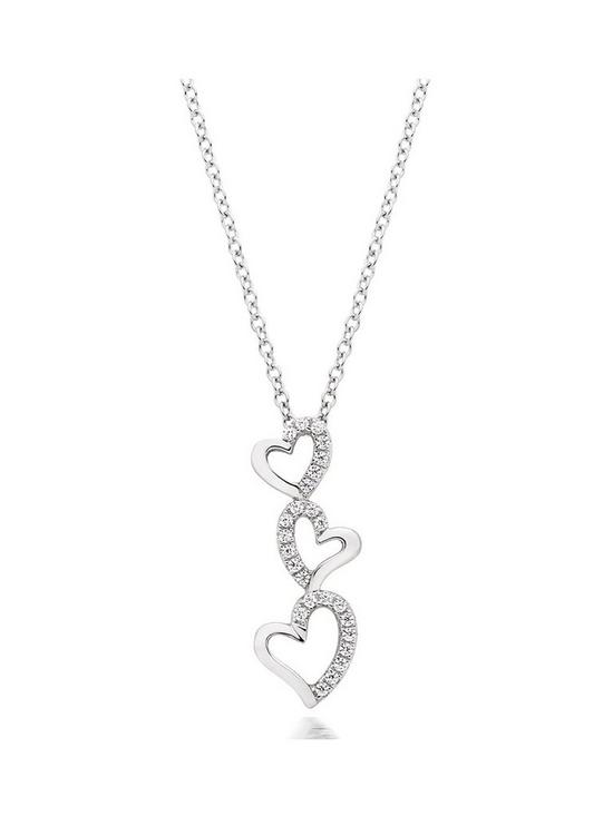 front image of beaverbrooks-silver-cubic-zirconia-triple-heart-pendant