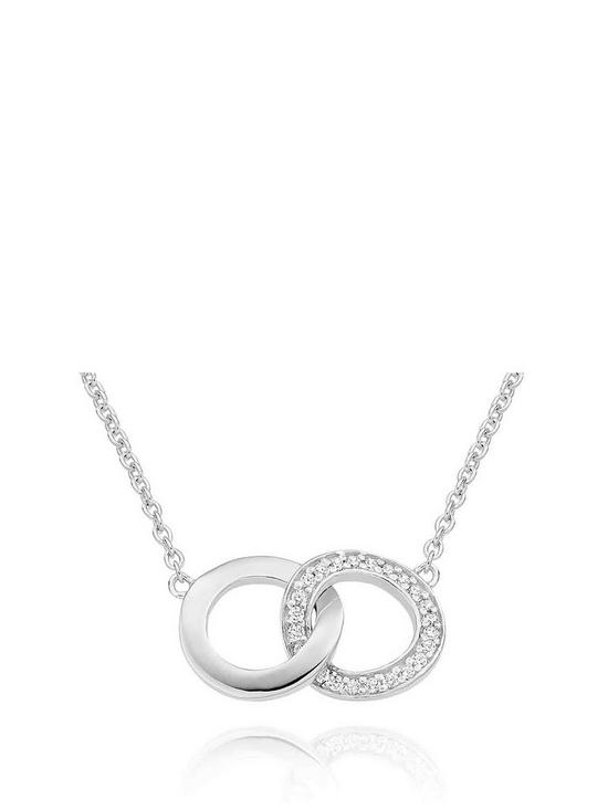 front image of beaverbrooks-silver-cubic-zirconia-double-circle-necklace