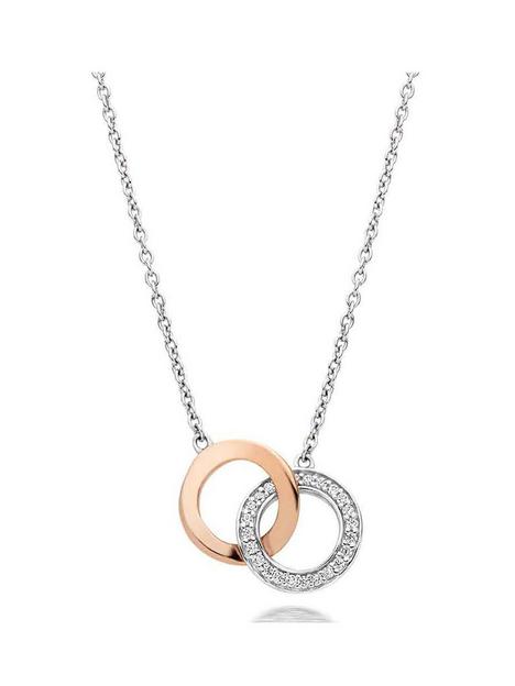 beaverbrooks-silver-and-rose-gold-plated-cubic-zirconia-double-circle-necklace