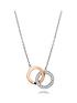  image of beaverbrooks-silver-and-rose-gold-plated-cubic-zirconia-double-circle-necklace