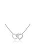  image of beaverbrooks-silver-cubic-zirconia-double-heart-necklace