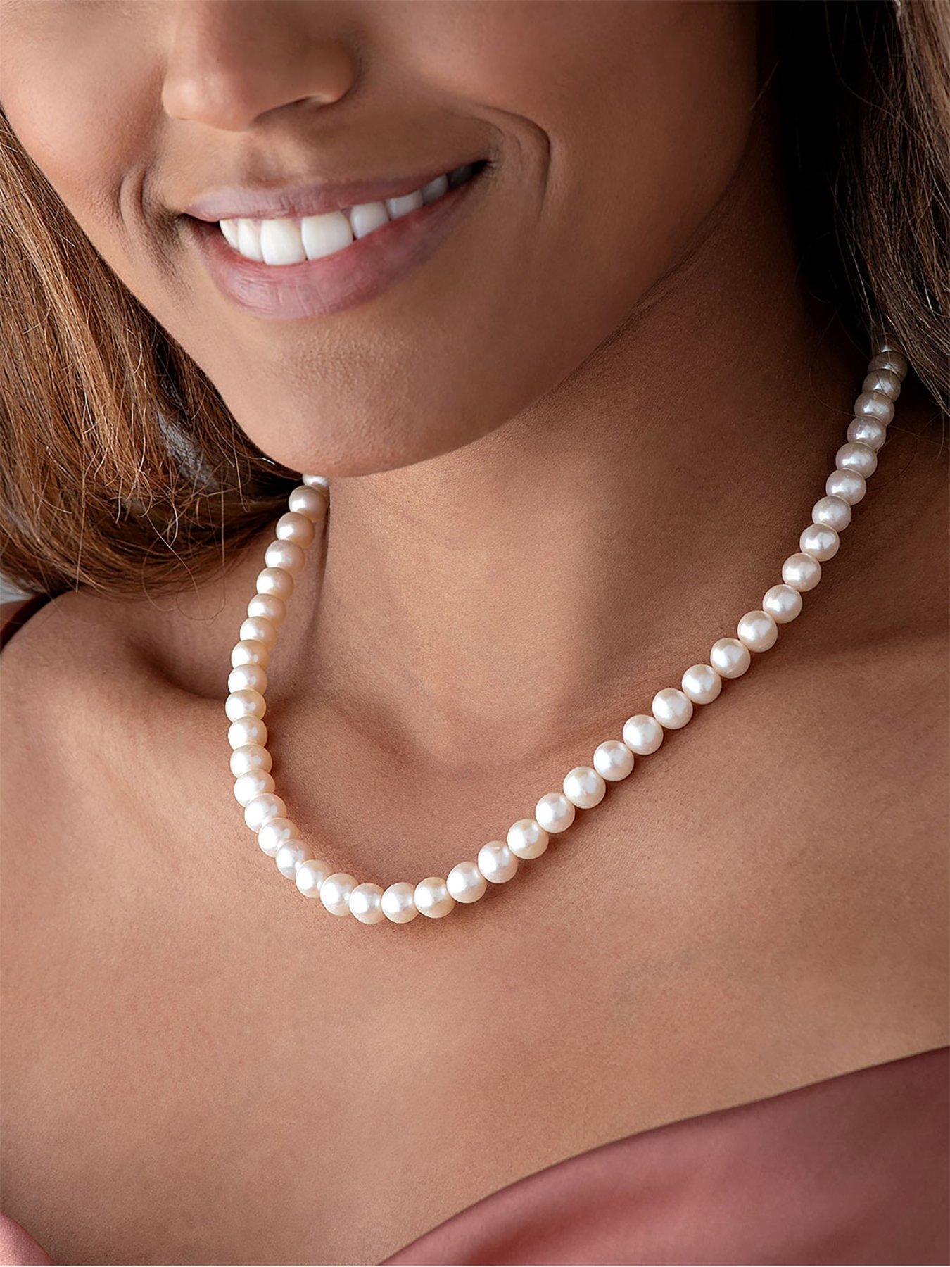  image of beaverbrooks-silver-freshwater-pearl-single-row-necklace