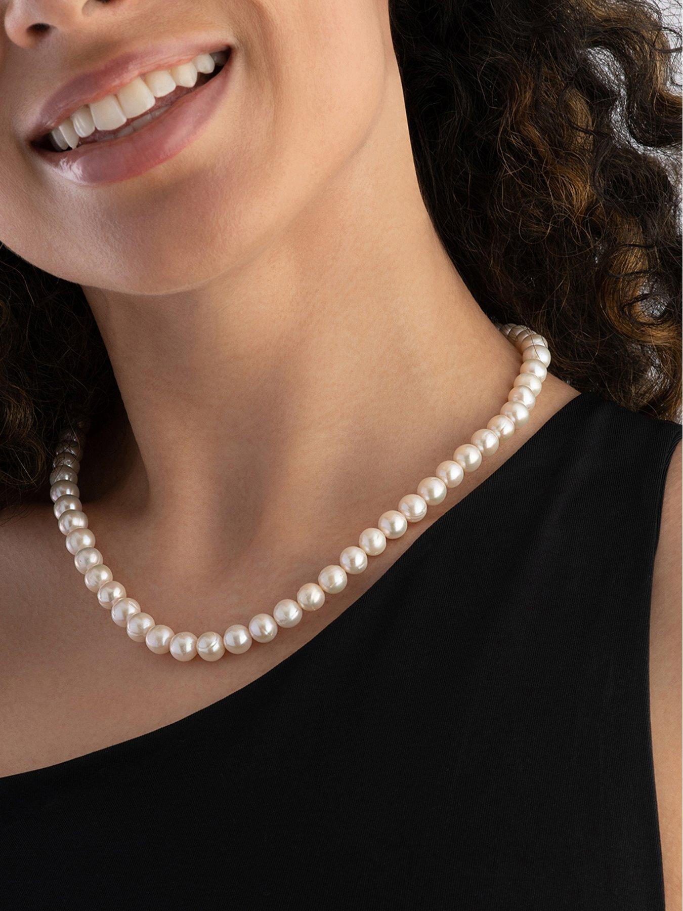  image of beaverbrooks-silver-freshwater-pearl-single-row-necklace