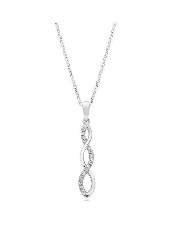 front image of beaverbrooks-silver-cubic-zirconia-infinity-drop-pendant