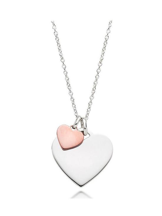 front image of beaverbrooks-silver-and-rose-gold-plated-double-heart-pendant