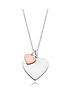  image of beaverbrooks-silver-and-rose-gold-plated-double-heart-pendant