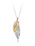 beaverbrooks-silver-three-colour-gold-plated-feather-necklacefront