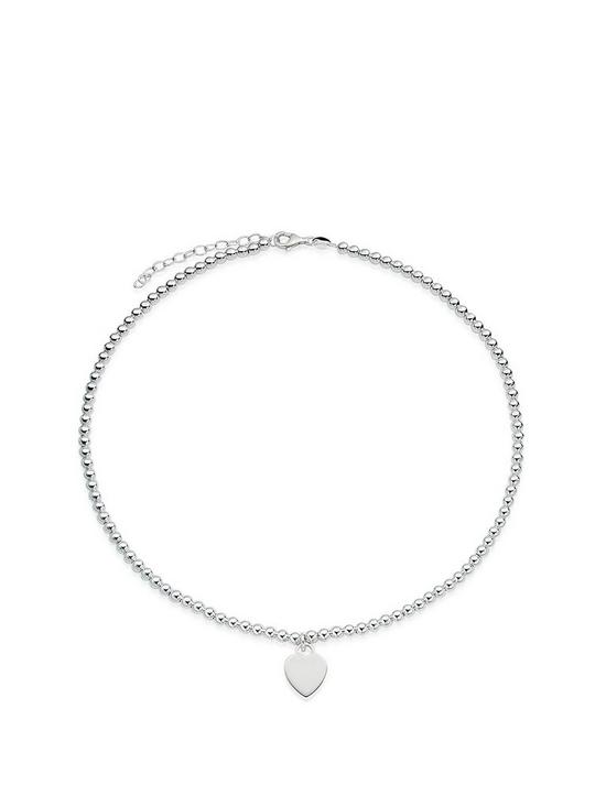 front image of beaverbrooks-silver-ball-heart-necklace