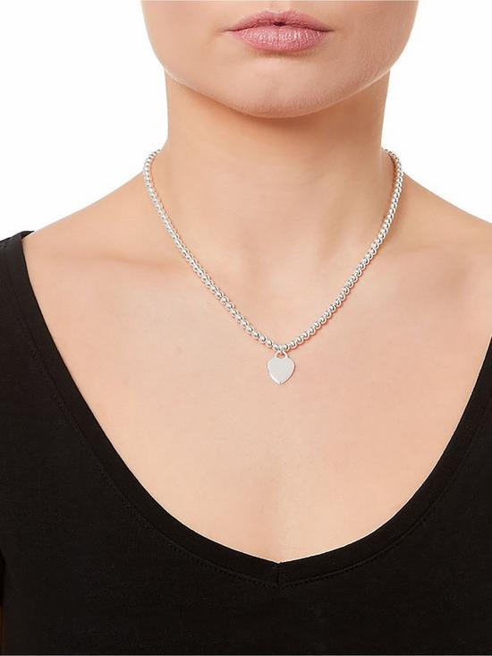 stillFront image of beaverbrooks-silver-ball-heart-necklace