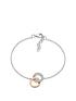  image of beaverbrooks-silver-and-rose-gold-plated-cubic-zirconia-double-circle-bracelet