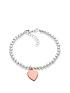  image of beaverbrooks-silver-and-rose-gold-plated-heart-ball-bracelet