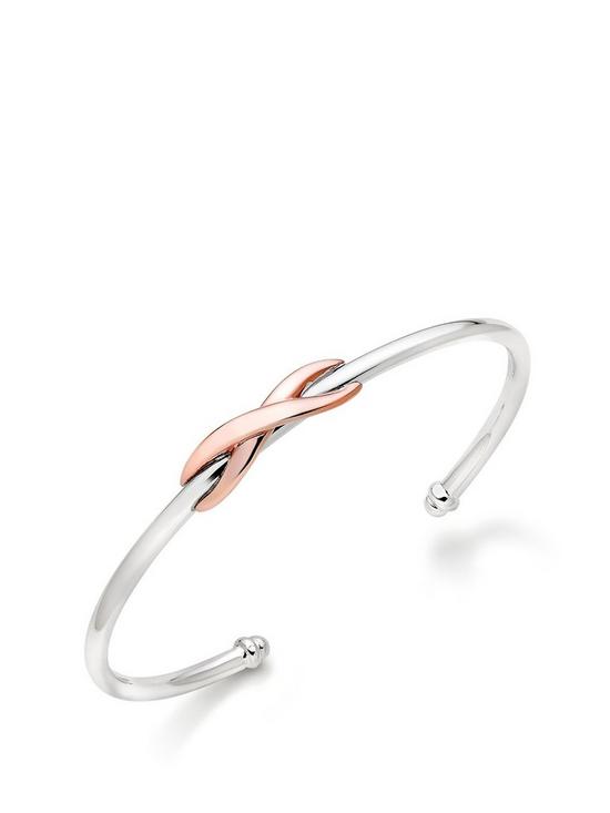 front image of beaverbrooks-silver-and-rose-gold-plated-infinity-bangle