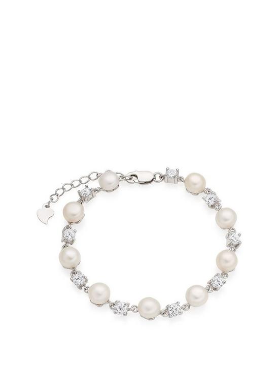 front image of beaverbrooks-silver-cubic-zirconia-and-freshwater-pearl-bracelet