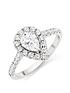  image of beaverbrooks-9ct-white-gold-cubic-zirconia-pear-shaped-halo-ring