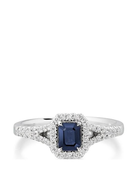stillFront image of beaverbrooks-18ct-white-gold-diamond-and-sapphire-cluster-ring
