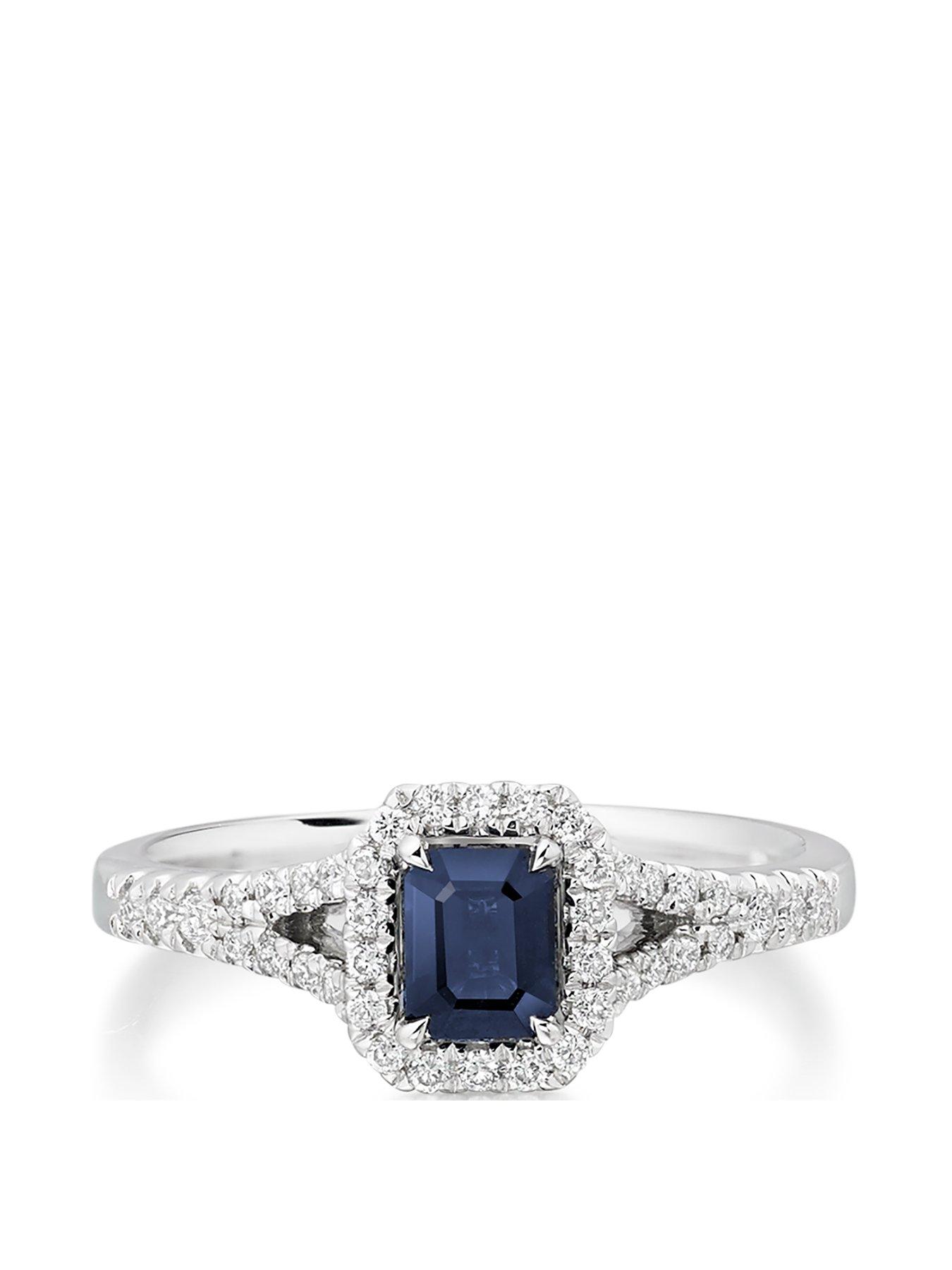 Image 2 of 7 of Beaverbrooks 18ct White Gold Diamond and Sapphire Cluster Ring