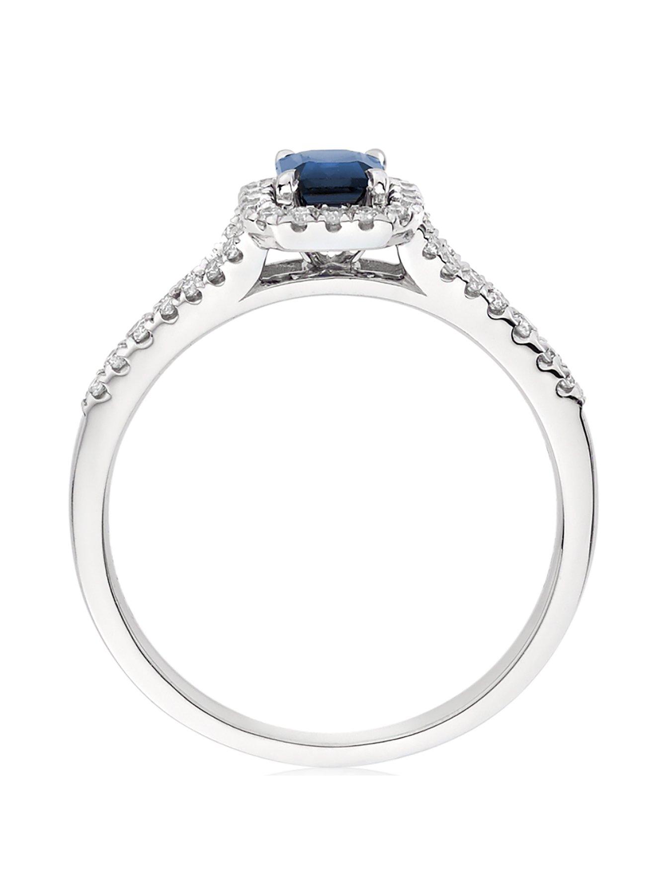 Image 3 of 7 of Beaverbrooks 18ct White Gold Diamond and Sapphire Cluster Ring