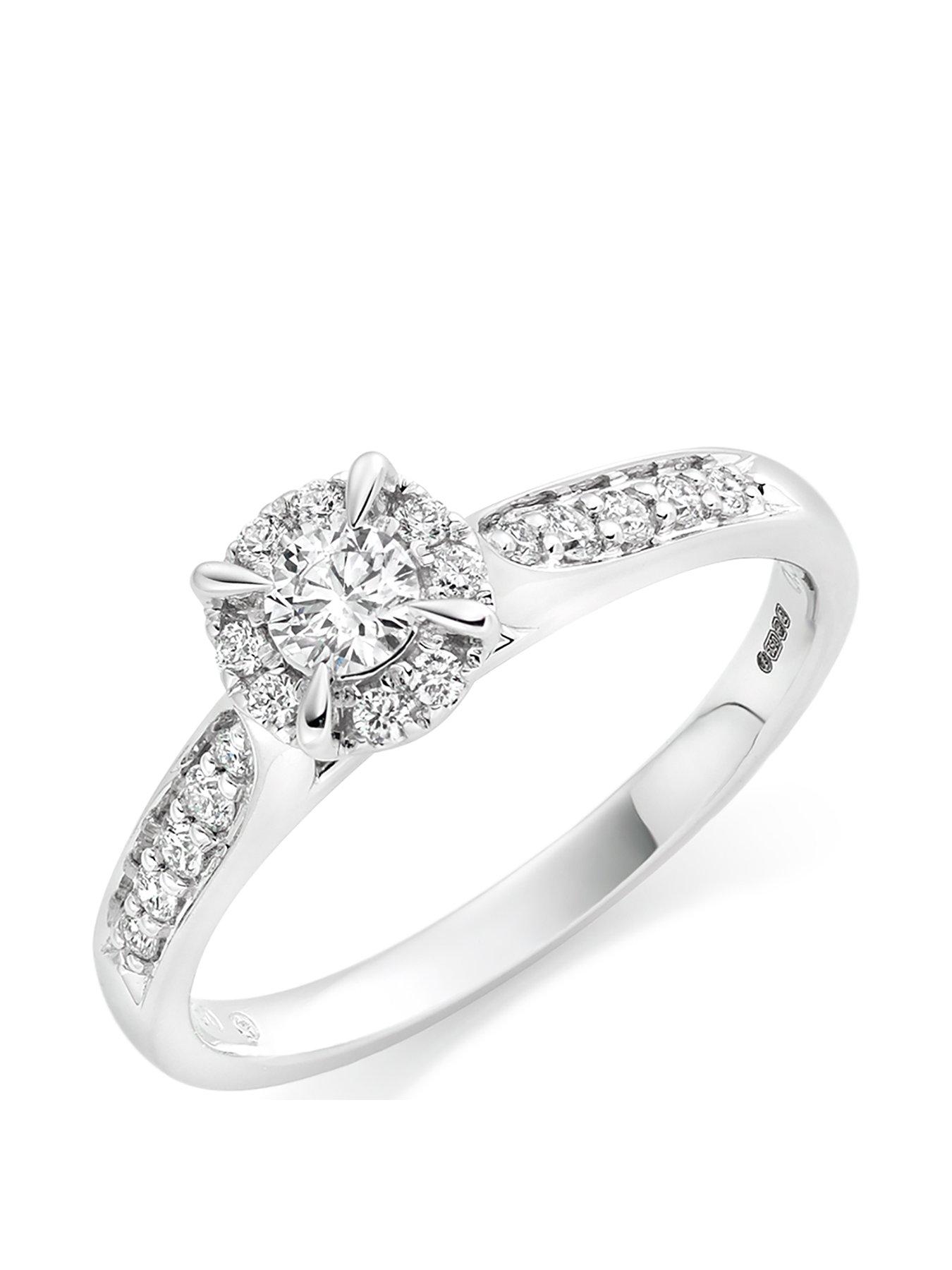 undefined 18ct White Gold Diamond Halo Ring