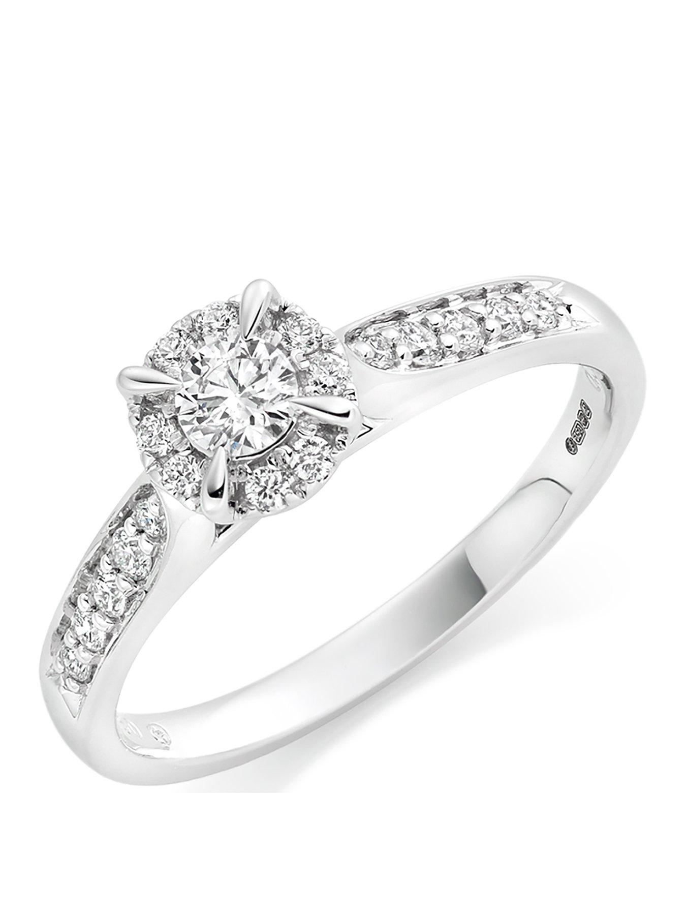 Beaverbrooks 18ct White Gold Diamond Halo Ring