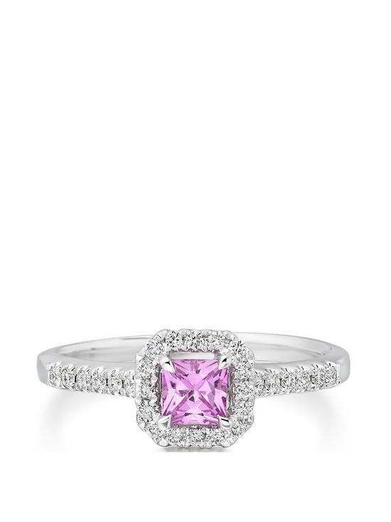 stillFront image of beaverbrooks-18ct-white-gold-diamond-and-pink-sapphire-ring