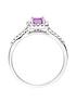  image of beaverbrooks-18ct-white-gold-diamond-and-pink-sapphire-ring