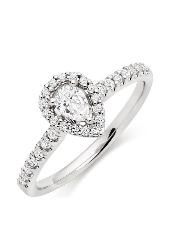 front image of beaverbrooks-18ct-white-gold-diamond-pear-shaped-halo-ring