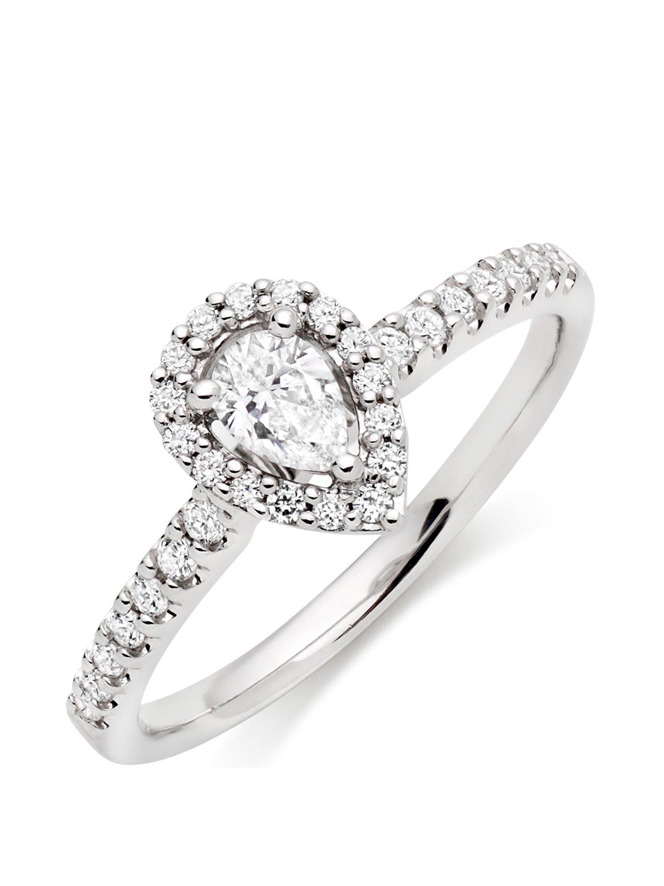 Image 1 of 7 of Beaverbrooks 18ct White Gold Diamond Pear Shaped Halo Ring