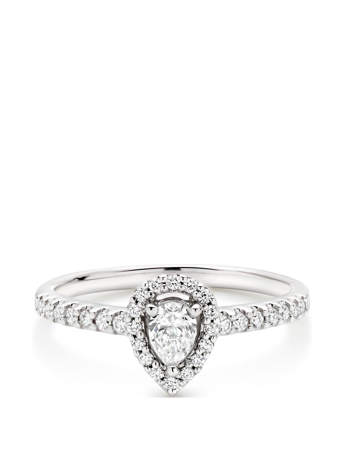Image 2 of 7 of Beaverbrooks 18ct White Gold Diamond Pear Shaped Halo Ring