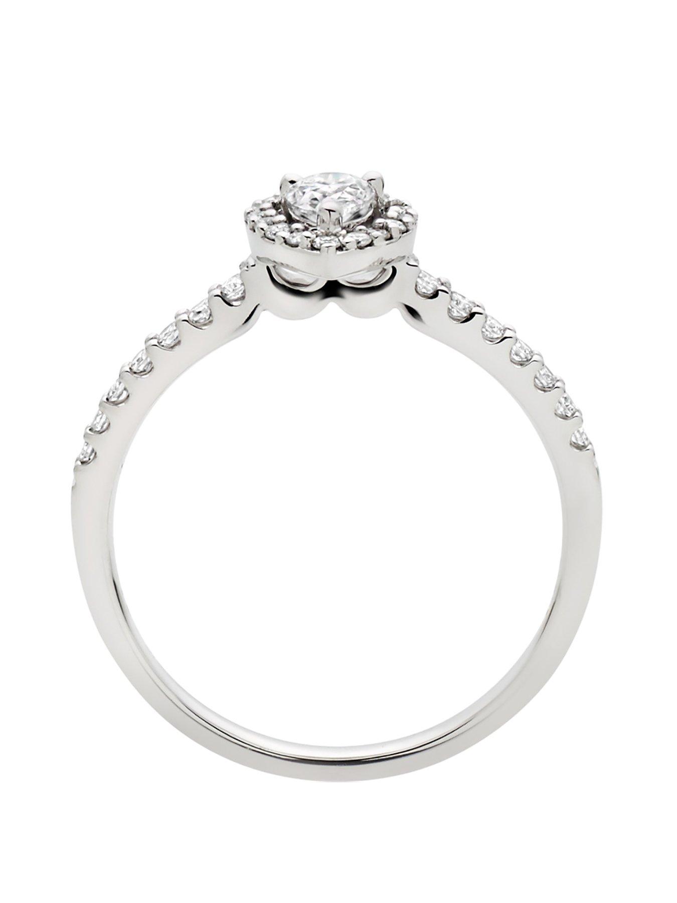 Image 3 of 7 of Beaverbrooks 18ct White Gold Diamond Pear Shaped Halo Ring
