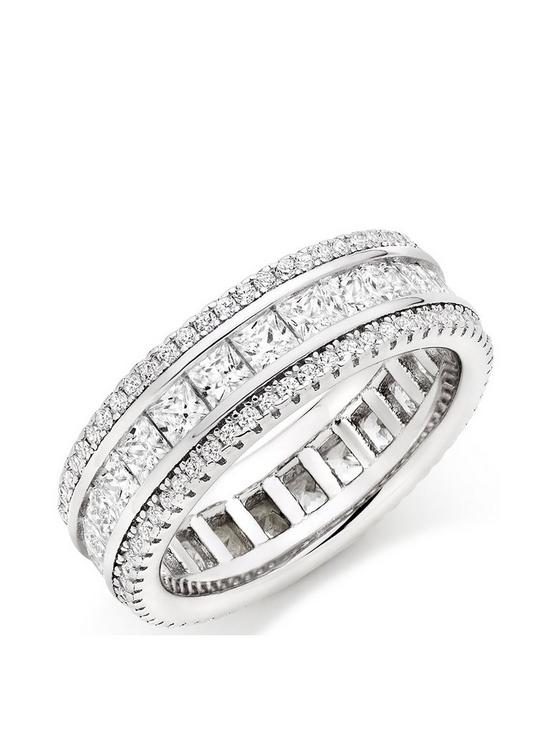 front image of beaverbrooks-silver-cubic-zirconia-triple-row-ring