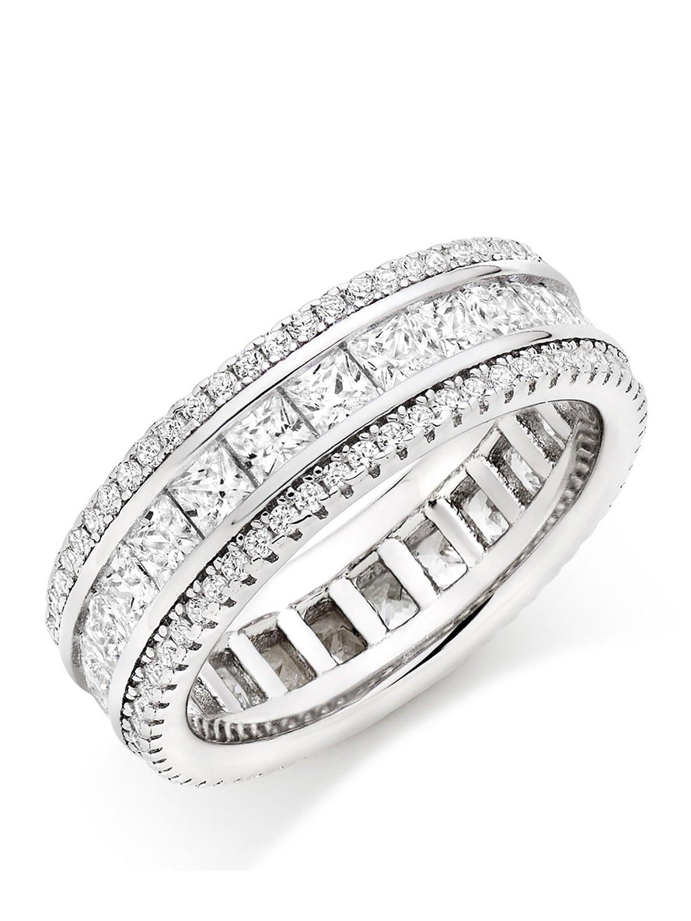 Beaverbrooks Silver Cubic Zirconia Triple Row Ring