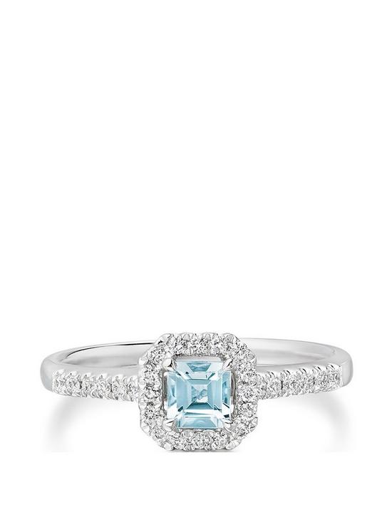 stillFront image of beaverbrooks-18ct-white-gold-diamond-and-aquamarine-ring