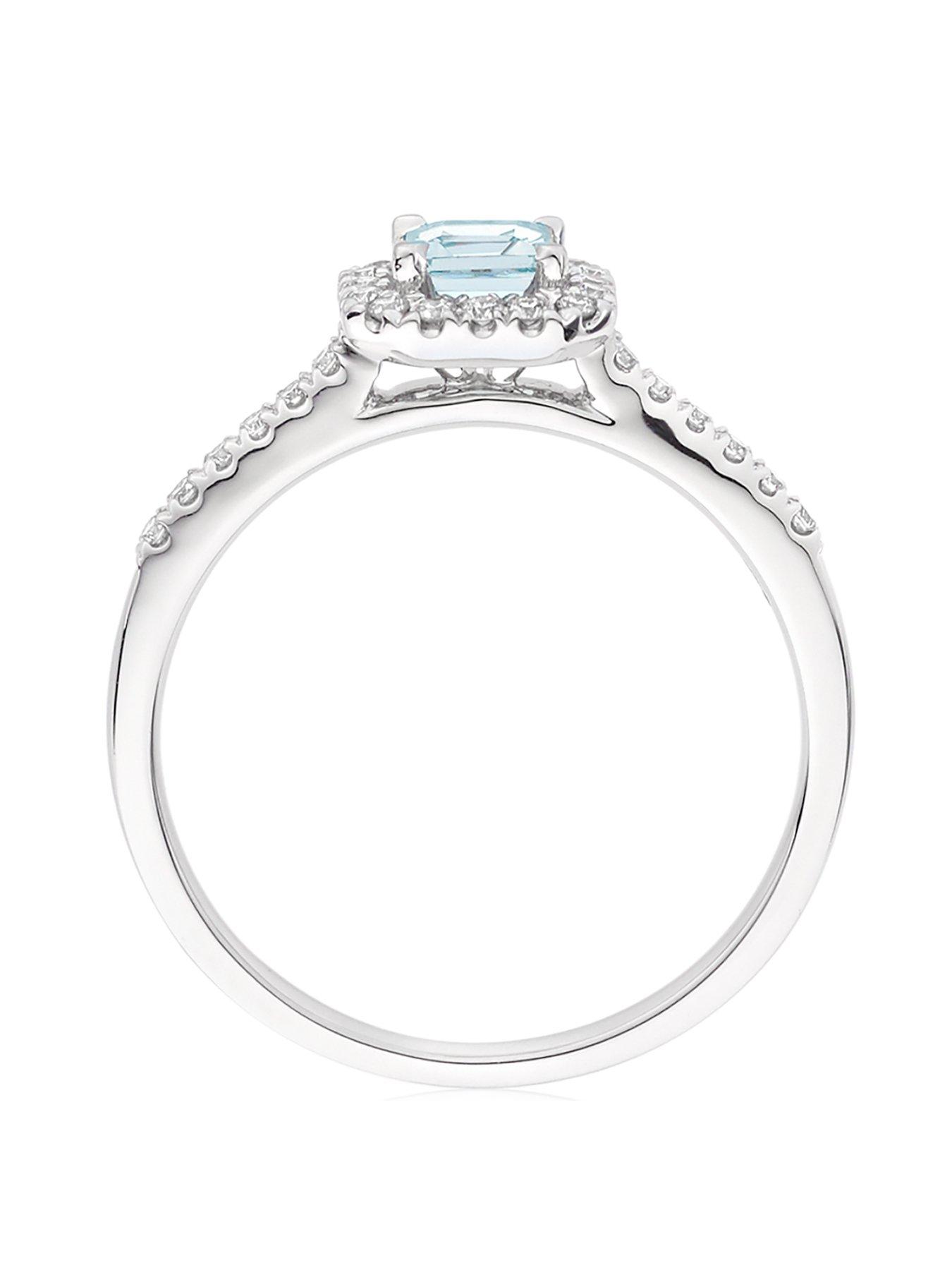 Image 3 of 6 of Beaverbrooks 18ct White Gold Diamond and Aquamarine Ring