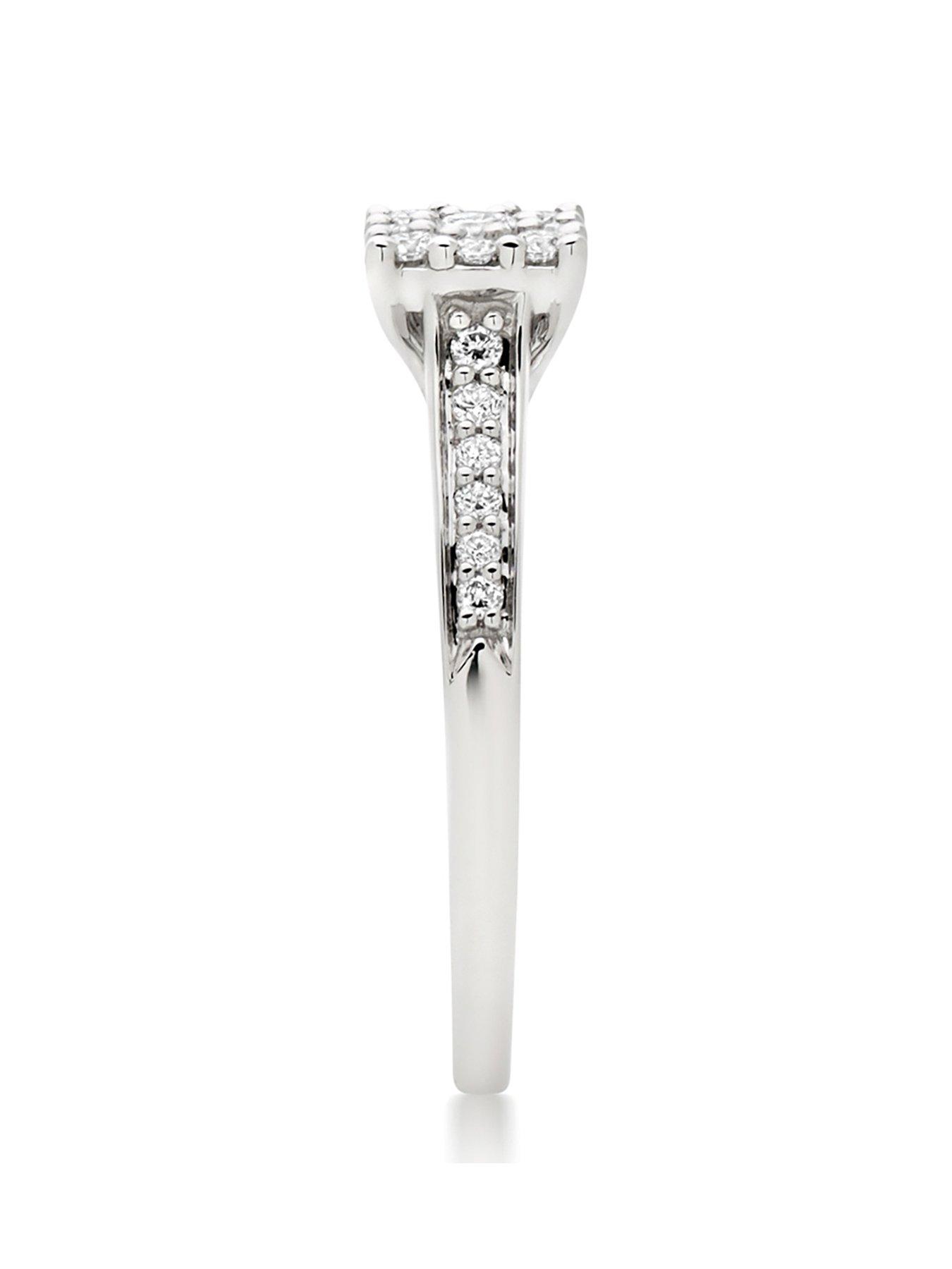 Image 3 of 6 of Beaverbrooks 9ct White Gold Diamond Cluster Ring