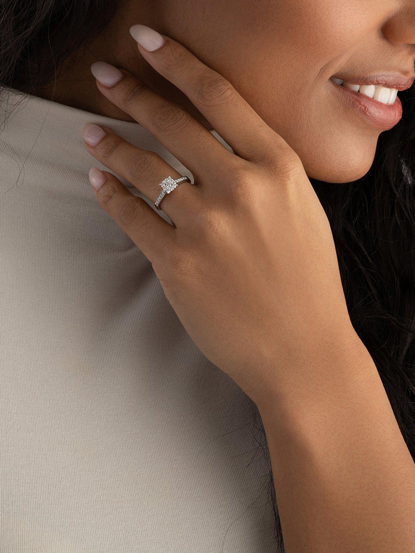Image 5 of 6 of Beaverbrooks 9ct White Gold Diamond Cluster Ring