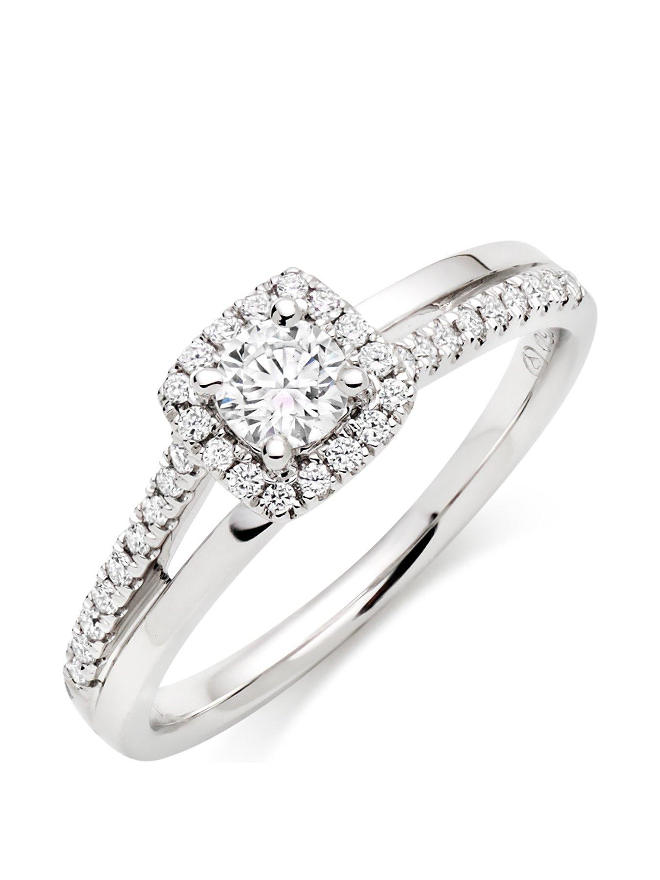 Beaverbrooks 18ct White Gold Diamond Halo Ring